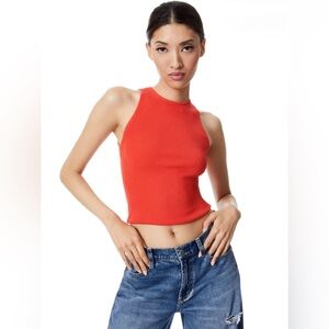 Alice+Olivia ZULMA RIBBED KNIT TANK in Chili Pepper color